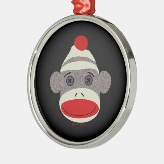 Sock Monkey Face Metalen Ornament (Links)
