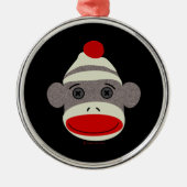Sock Monkey Face Metalen Ornament (Voorkant)