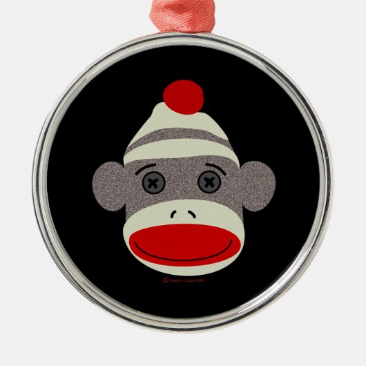 Sock Monkey Face Metalen Ornament (Voorkant)