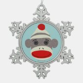 Sock Monkey Face Ornament (Voorkant)