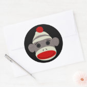 Sock Monkey Face Ronde Sticker (Envelop)