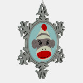 Sock Monkey Face Snowflake Ornament (Links)