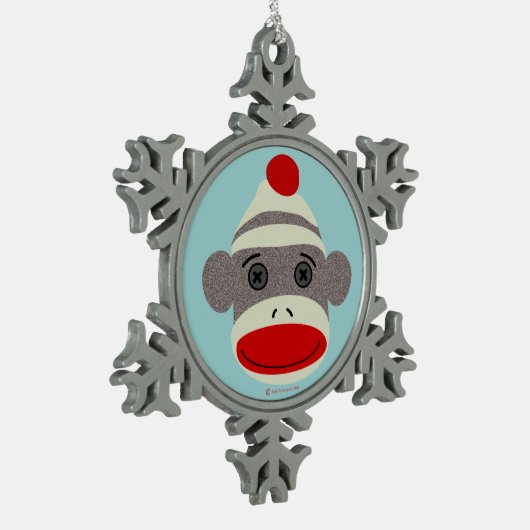 Sock Monkey Face Snowflake Ornament (Links)