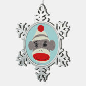 Sock Monkey Face Snowflake Ornament (Rechts)