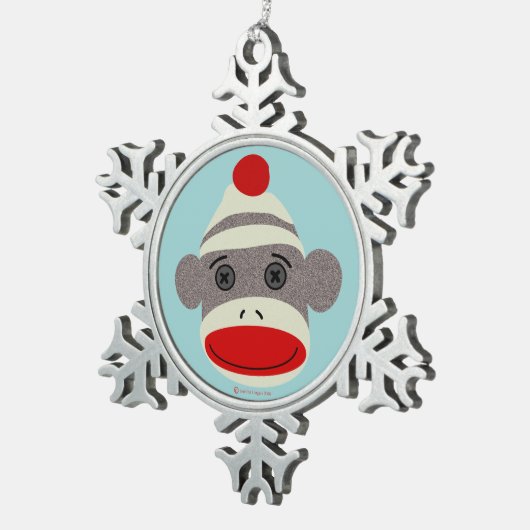 Sock Monkey Face Snowflake Ornament (Rechts)