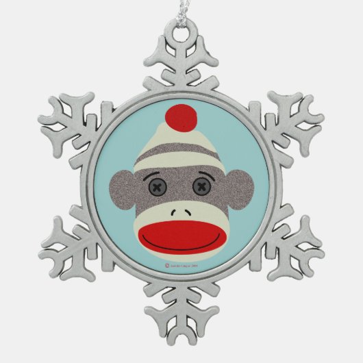 Sock Monkey Face Snowflake Ornament (Voorkant)