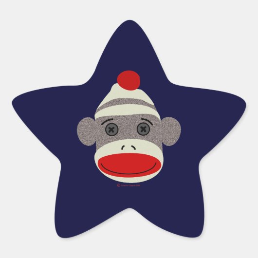 Sock Monkey Face Ster Sticker (Voorkant)