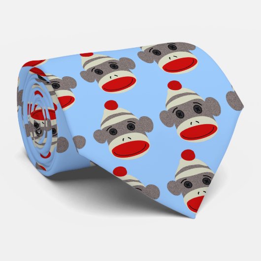 Sock Monkey Face Stropdas (Opgerold)