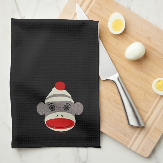 Sock Monkey Face Theedoek (Quarter Fold)