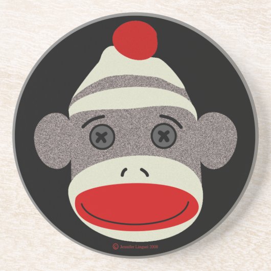 Sock Monkey Face Zandsteen Onderzetter (Voorkant)