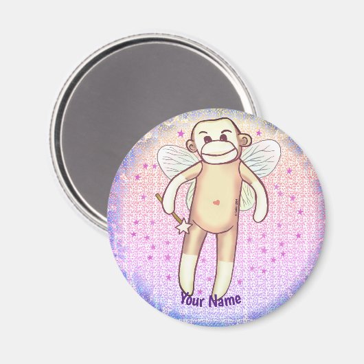Sock monkey Fairy Magneet (Voorkant / Achterkant)