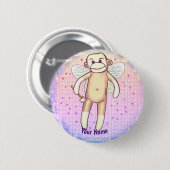 Sock monkey Fairy Ronde Button 5,7 Cm (Voorkant /achterkant)