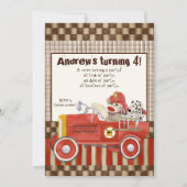 Sock Monkey, Fire Truck Boy Verjaardagsfeest Uitno Kaart (Voorkant)