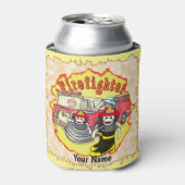 Sock Monkey Firetruck Brandweerman Blikjeskoeler (Blikje Voorkant)