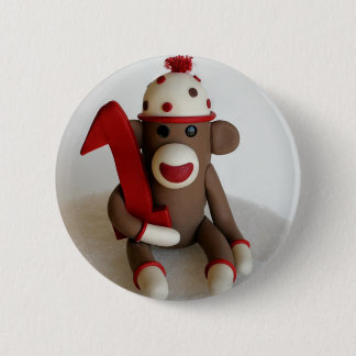 Sock Monkey First Birthday Ronde Button 5,7 Cm