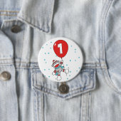 Sock Monkey First Birthday Ronde Button 7,6 Cm (In situ)