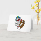 Sock Monkey-Football Kaart (Gele Bloem)