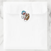 Sock Monkey-Football Ronde Sticker (Tas)