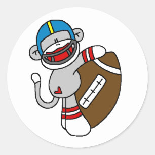 Sock Monkey-Football Ronde Sticker