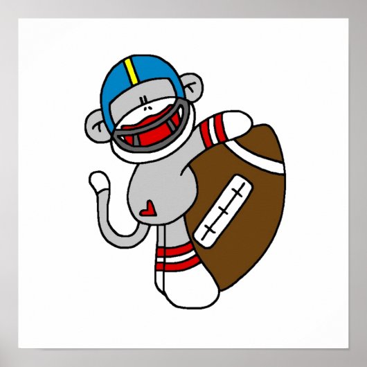 Sock Monkey Football T shirten en cadeaus Poster (Voorkant)