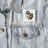 Sock Monkey Football T shirten en cadeaus Vierkante Button 5,1 Cm (In situ)