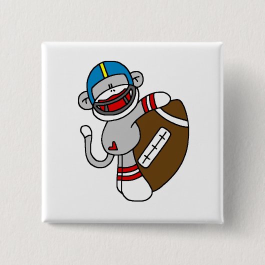 Sock Monkey Football T shirten en cadeaus Vierkante Button 5,1 Cm (Voorkant)