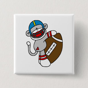 Sock Monkey Football T shirten en cadeaus Vierkante Button 5,1 Cm
