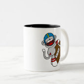 Sock Monkey-Football Tweekleurige Koffiemok (Voorkant rechts)