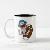 Sock Monkey-Football Tweekleurige Koffiemok (Links)