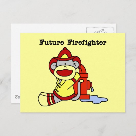 Sock Monkey Future Firefighter Tshirts en cadeaus Briefkaart (Voorkant / Achterkant)