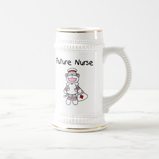 Sock Monkey Future Neurse T-shirts en cadeautjes Bierpul (Rechts)
