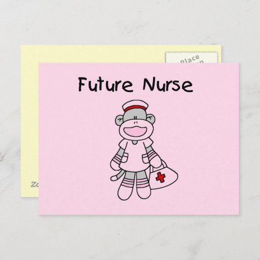 Sock Monkey Future Neurse T-shirts en cadeautjes Briefkaart (Voorkant / Achterkant)