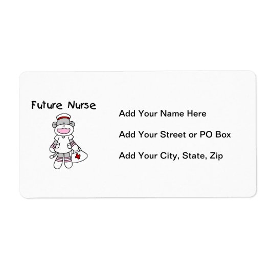 Sock Monkey Future Neurse T-shirts en cadeautjes Etiket (Voorkant)