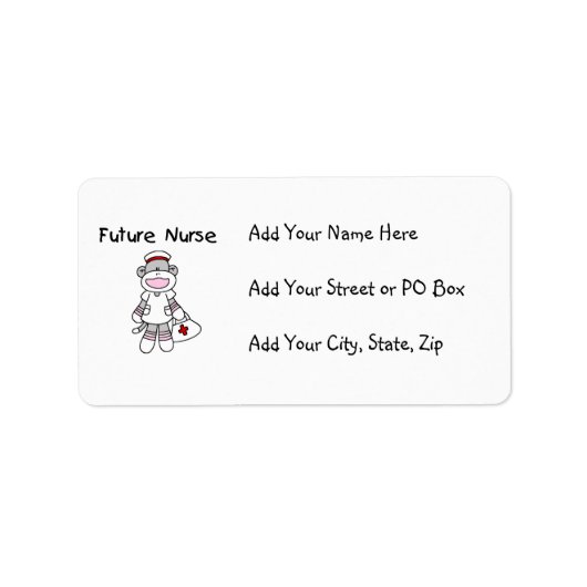 Sock Monkey Future Neurse T-shirts en cadeautjes Etiket (Voorkant)