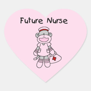 Sock Monkey Future Neurse T-shirts en cadeautjes Hart Sticker