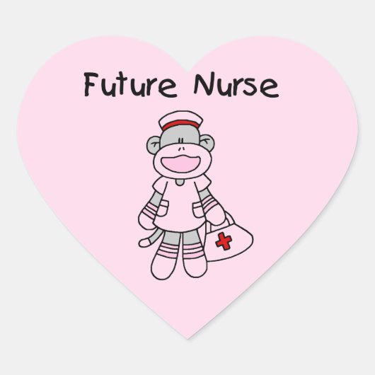 Sock Monkey Future Neurse T-shirts en cadeautjes Hart Sticker (Voorkant)