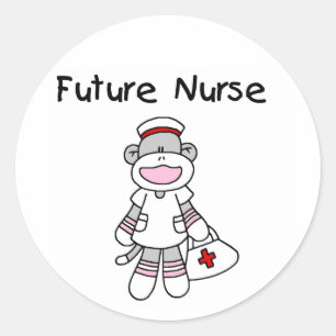 Sock Monkey Future Neurse T-shirts en cadeautjes Ronde Sticker