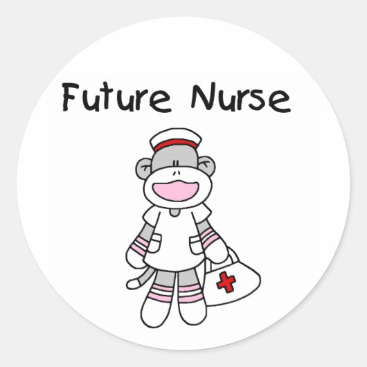 Sock Monkey Future Neurse T-shirts en cadeautjes Ronde Sticker (Voorkant)