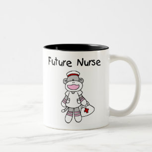 Sock Monkey Future Neurse T-shirts en cadeautjes Tweekleurige Koffiemok