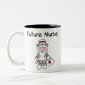 Sock Monkey Future Neurse T-shirts en cadeautjes Tweekleurige Koffiemok (Links)
