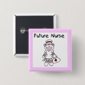 Sock Monkey Future Neurse T-shirts en cadeautjes Vierkante Button 5,1 Cm (Voorkant /achterkant)