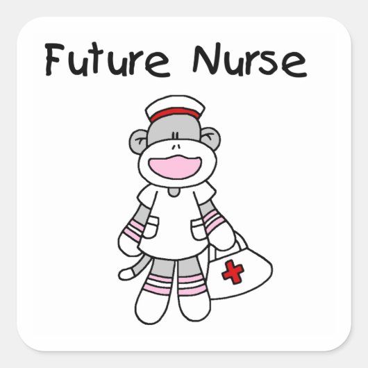 Sock Monkey Future Neurse T-shirts en cadeautjes Vierkante Sticker (Voorkant)