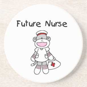 Sock Monkey Future Neurse T-shirts en cadeautjes Zandsteen Onderzetter