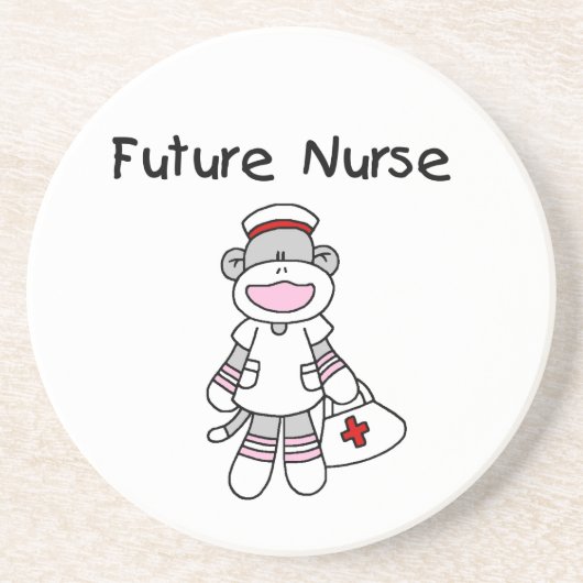 Sock Monkey Future Neurse T-shirts en cadeautjes Zandsteen Onderzetter (Voorkant)
