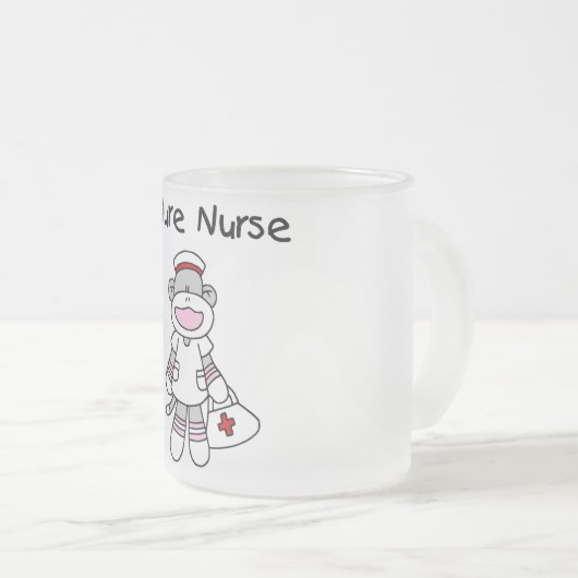 Sock Monkey Future Nurse Tshirts en cadeaus Matglas Koffiemok (Voorkant rechts)