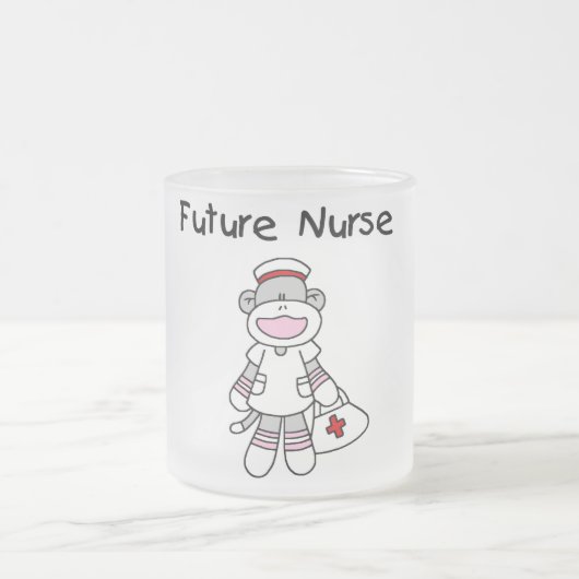 Sock Monkey Future Nurse Tshirts en cadeaus Matglas Koffiemok (Center)