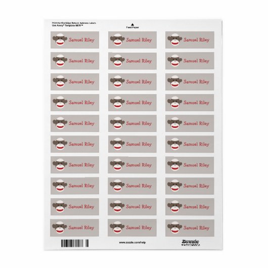 Sock Monkey gepersonaliseerde Sticker (Full Sheet)