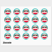 Sock Monkey Gezicht Stickers (Vel)