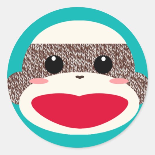 Sock Monkey Gezicht Stickers (Voorkant)