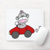 Sock Monkey Girl in Red Car Muismat (Met muis)